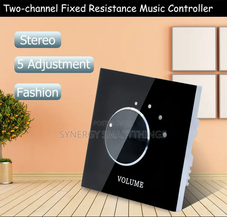 Wall-Mounted Glass/Rotary Volume Control Panel - Black Color