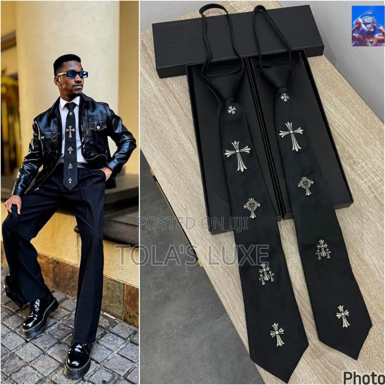 Chrome Belt,Tie,wallet and Rings