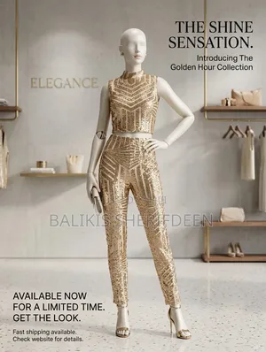 Sequence Material Sleeveless Crop Top and Trouser