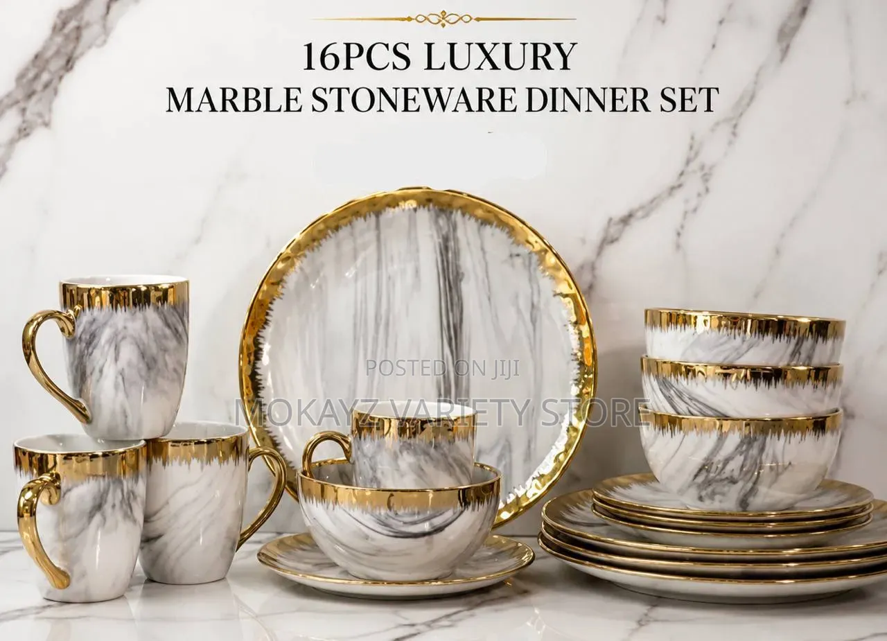 16pcs Luxury Marble Stoneware Dinner Set