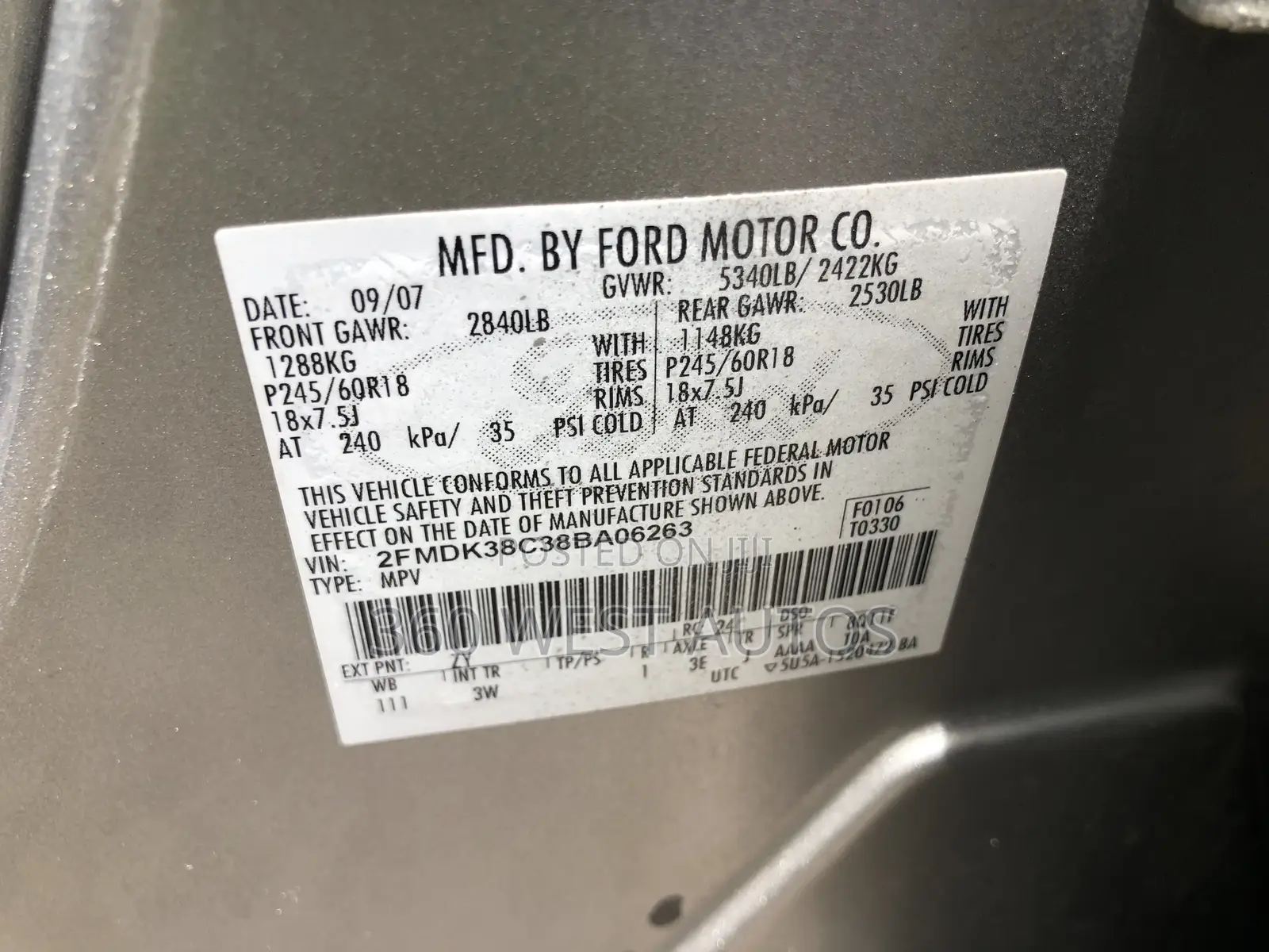Ford Edge 2008 Silver