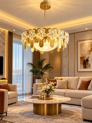 Light French Circular Resin Carved Flower Pendant Light Living Room