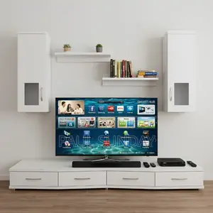 Modern White TV Stand Wall Entertainment Center