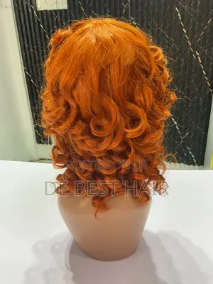 100% Human Hair Celebrity Fringe Wig 14 Inches Ginger Color