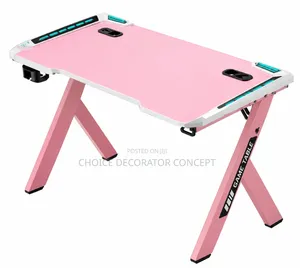 Gaming Desk With RGB Led Light - Pink