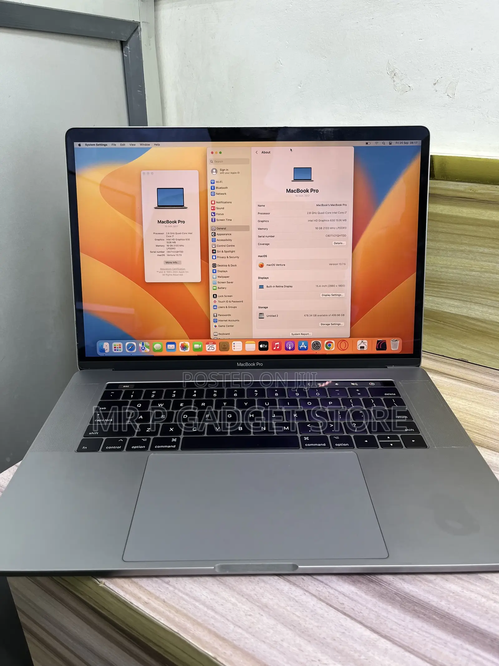 Laptop Apple MacBook Pro 2017 16GB Intel Core i7 SSD 512GB