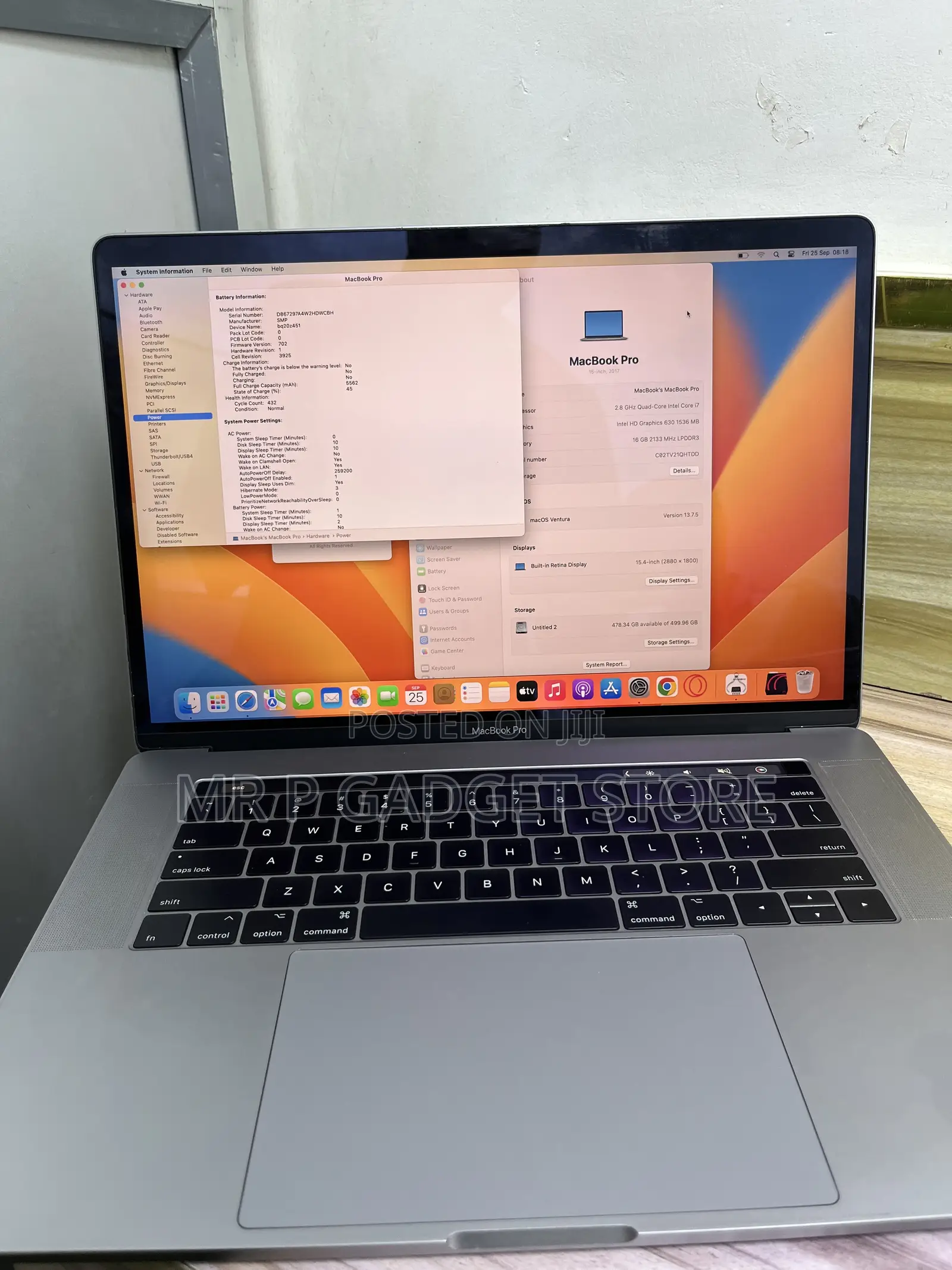 Laptop Apple MacBook Pro 2017 16GB Intel Core i7 SSD 512GB
