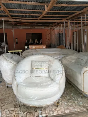 Luxury Cream White Gold Accent Sofa Set