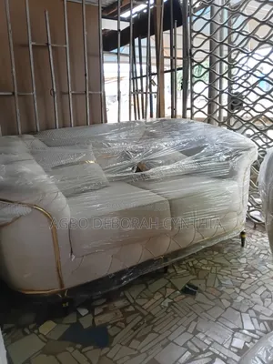 Luxury Cream White Gold Accent Sofa Set