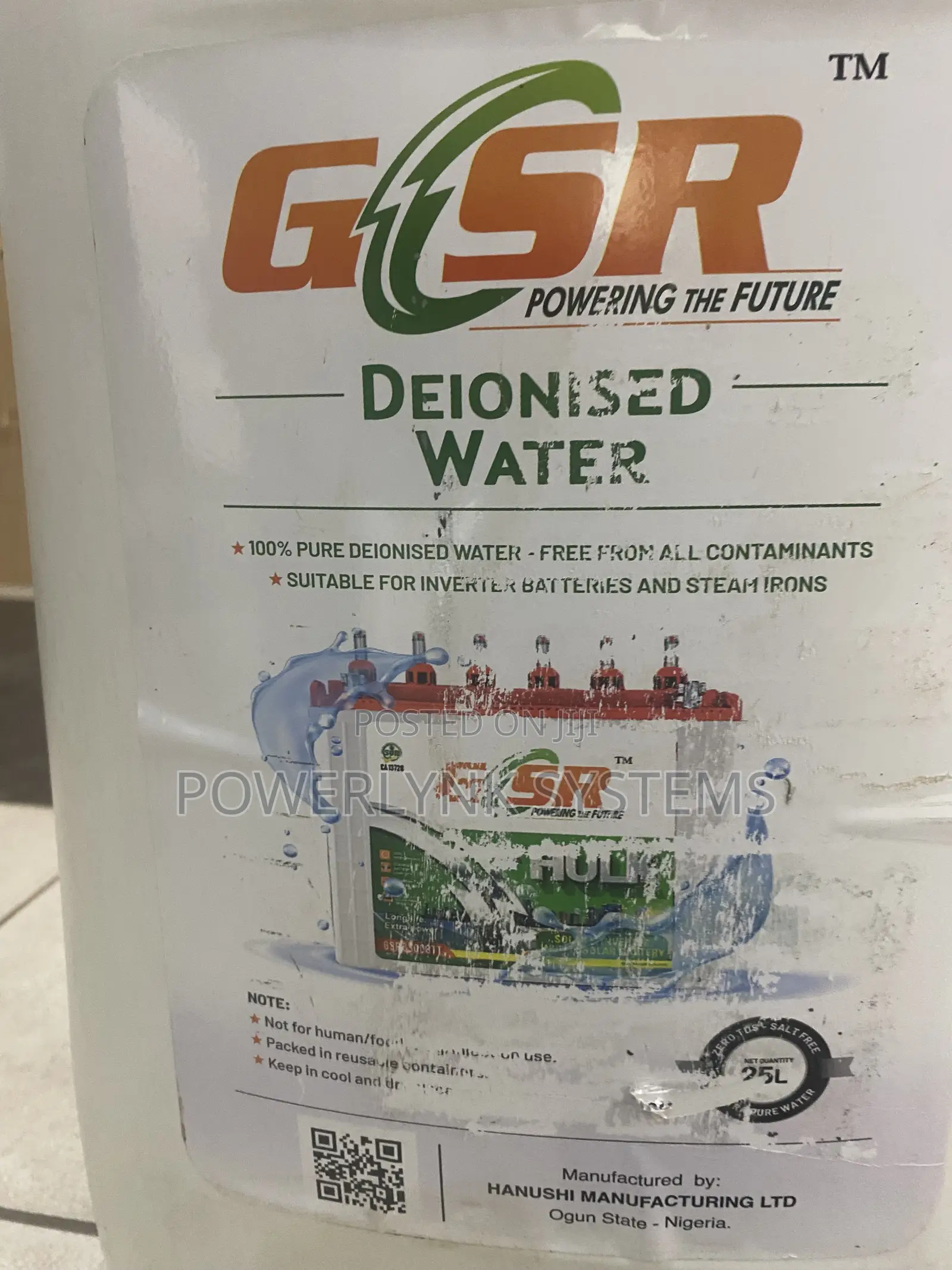 GSR 25 Litres Deionized Water