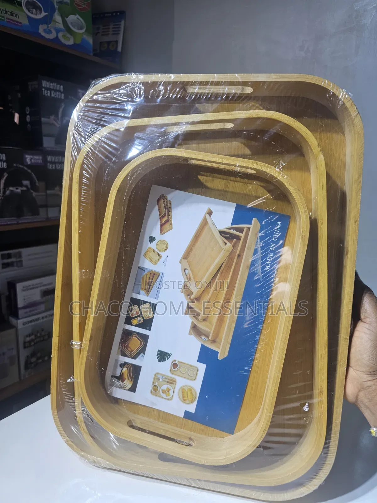 3-in-1 Wooden Bamboo Serving Tray Set