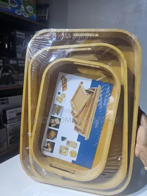 3-in-1 Wooden Bamboo Serving Tray Set