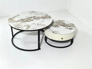 Unique Round Centre Table With Marble Top 1+1 Set