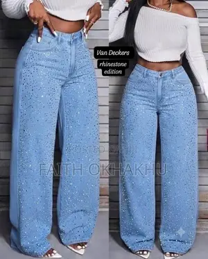 Women’s High Waist Beaded Jeans