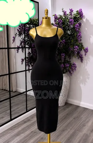 Elegant Black Bodycon Midi Dress, Classy and Timeless.