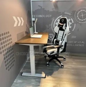 Modern Electric Adjustable Desk - Brown Top - 1.2mtr and Furgle Chair