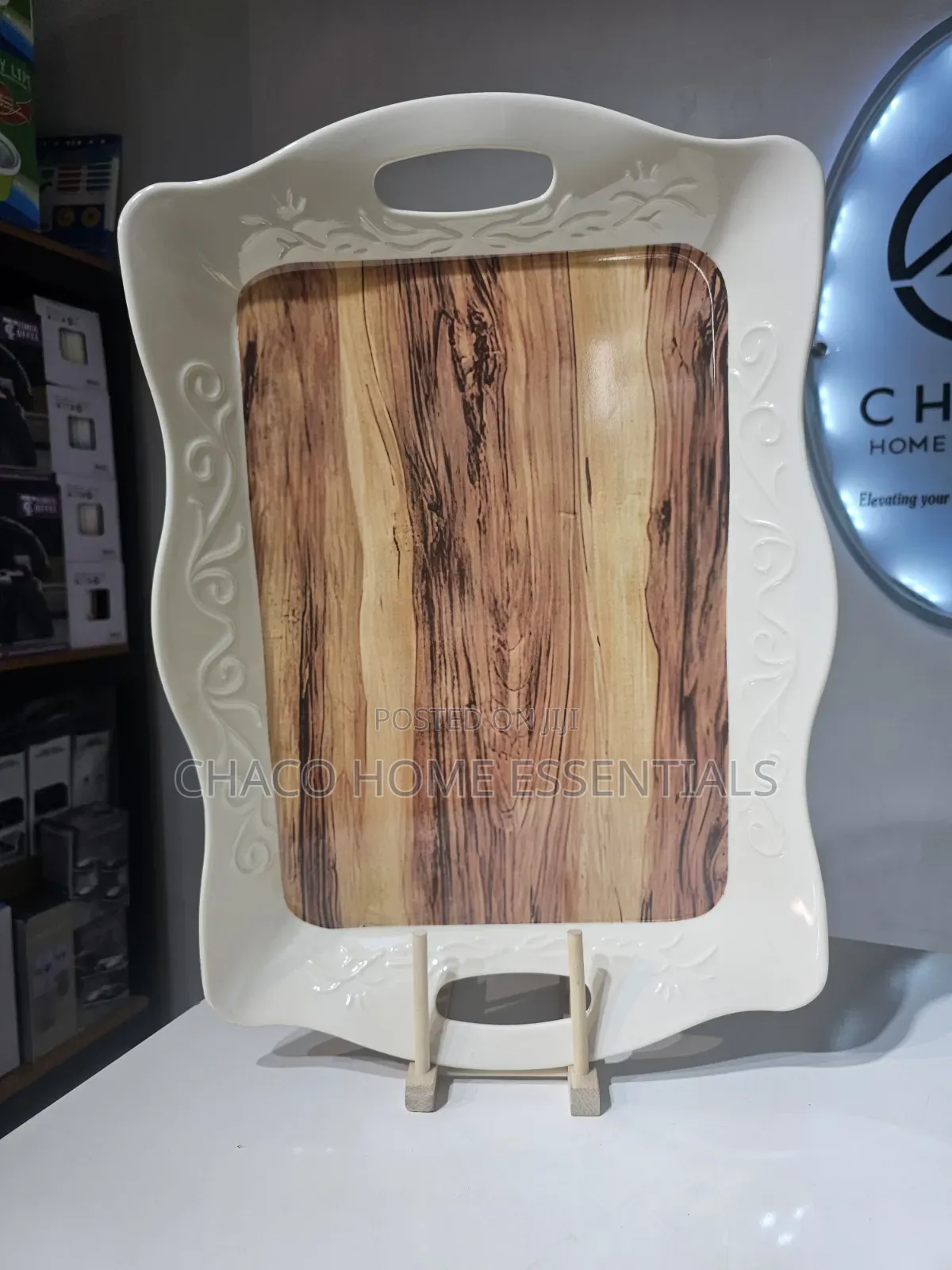 Serving Tray With Wood Pattern