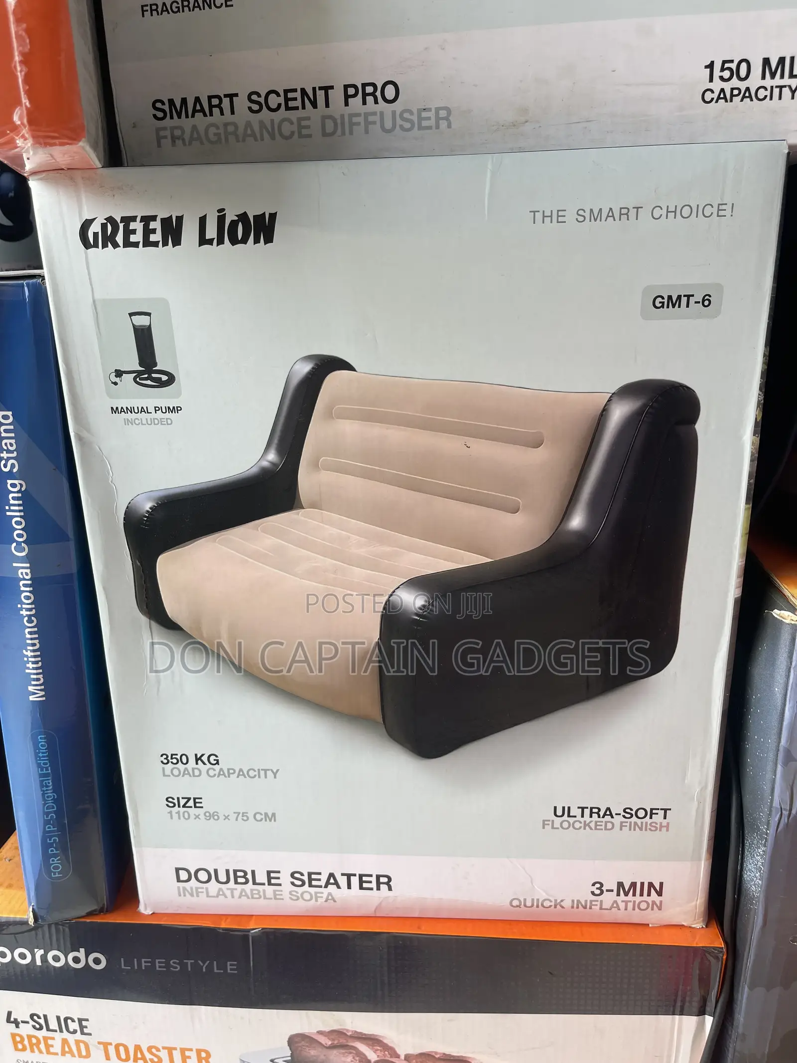 Green Lion Double Seater Inflatable Sofa