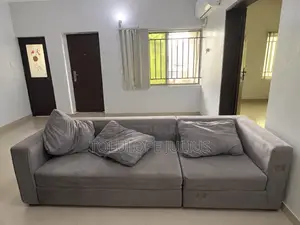 Title: Large Grey 3-Seater Modular Fabric Sofa