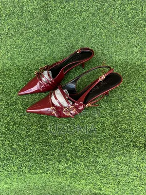 Elegant Burgundy Pointed-Toe Slingback Heels.