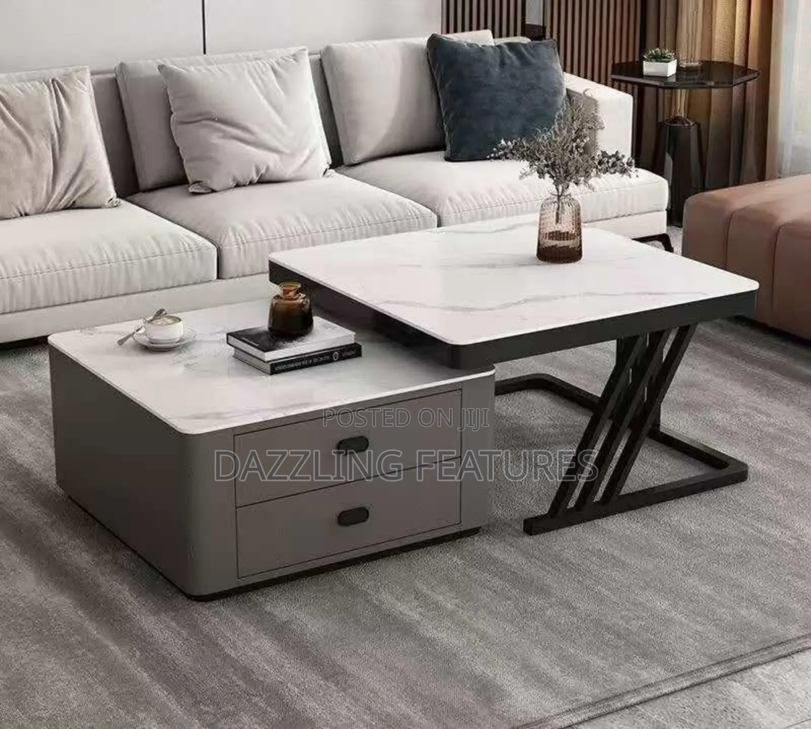 Real Marble Twin Centre Table
