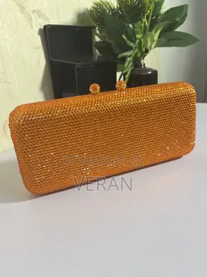 Amber Crystal Box Clutch