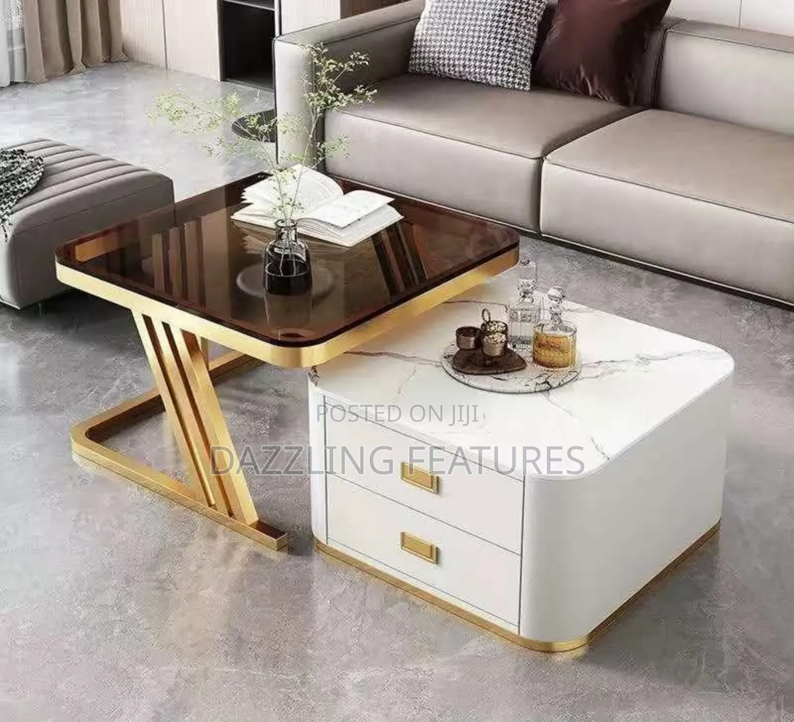 Real Marble Twin Centre Table