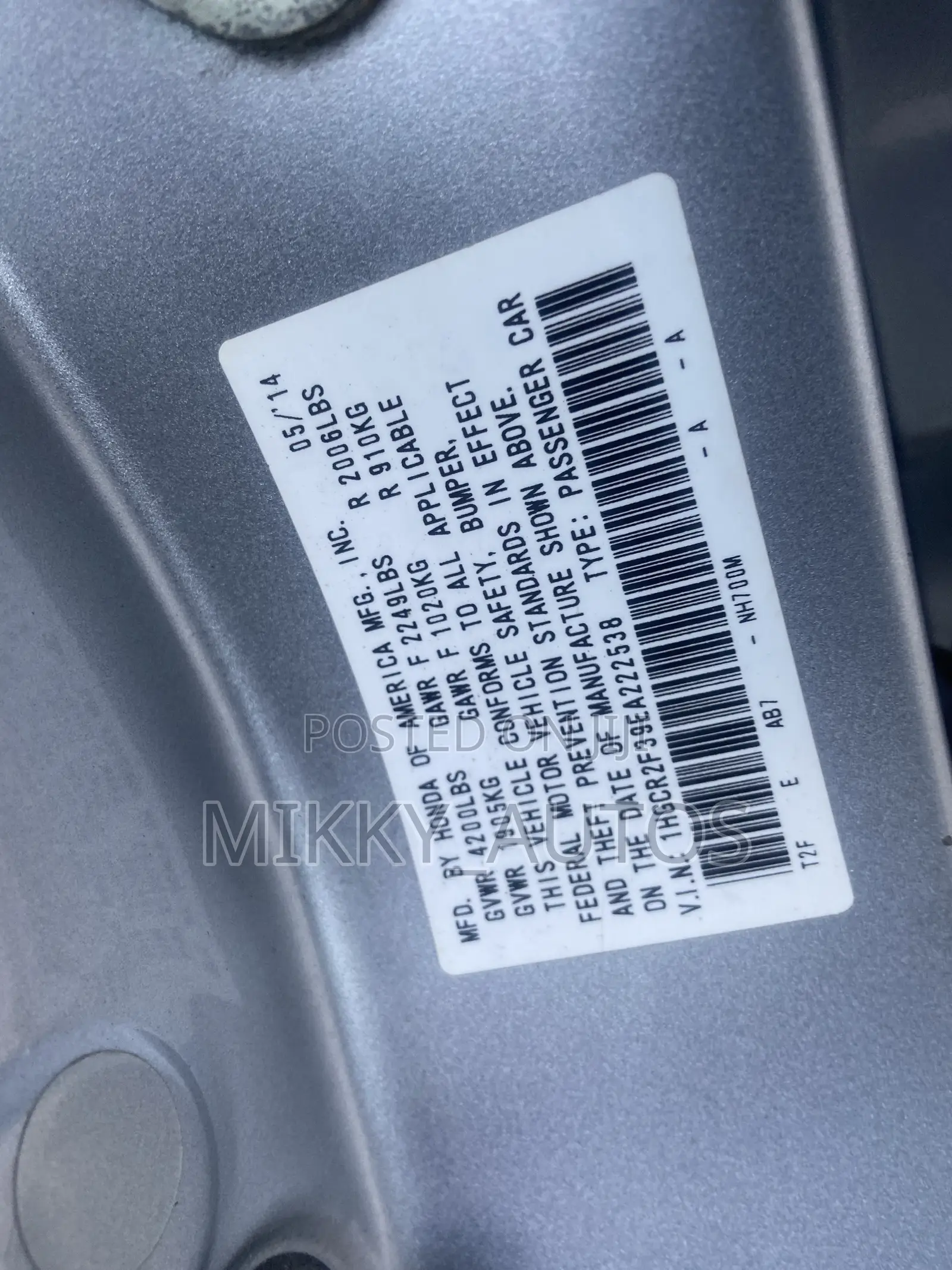 Honda Accord 2014 Silver