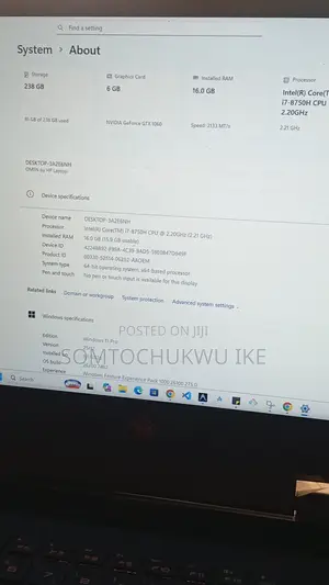 Laptop HP Omen 15 16GB Intel Core i7 SSD 256GB
