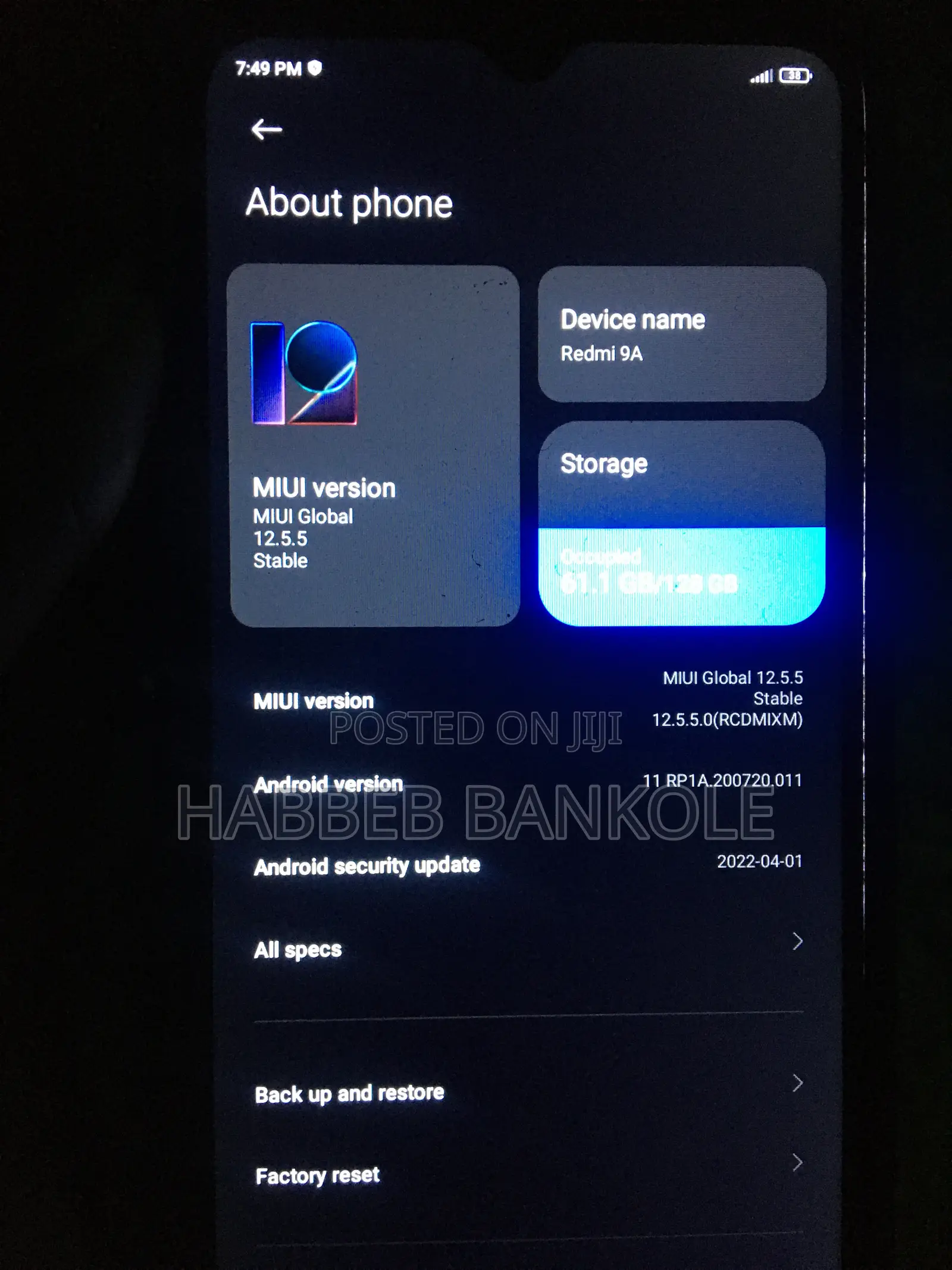 Xiaomi Redmi 9A 128 GB Blue