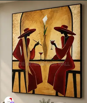 2 Ladies With a Red Wine on Sitting on a Table Wall Art Frame