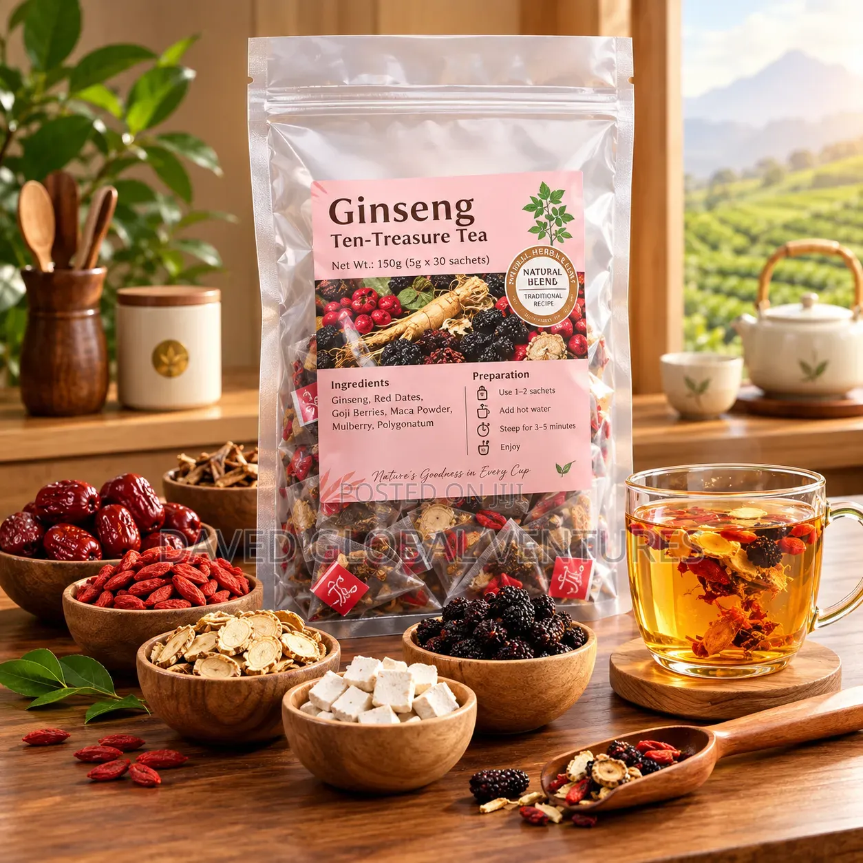 Ginseng Five Treasure Tea (Boost General Wellness)