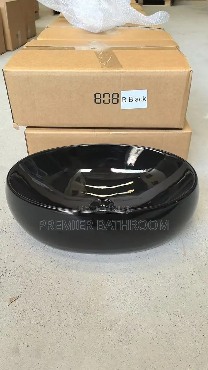 Oval Shining Black Basin
