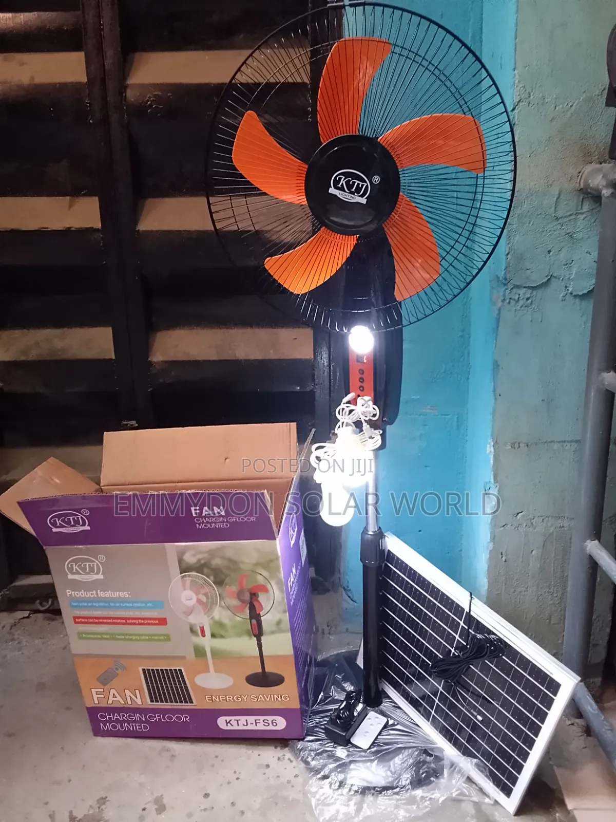 KTJ Solar Fan 16 Inches AC/Dc Black