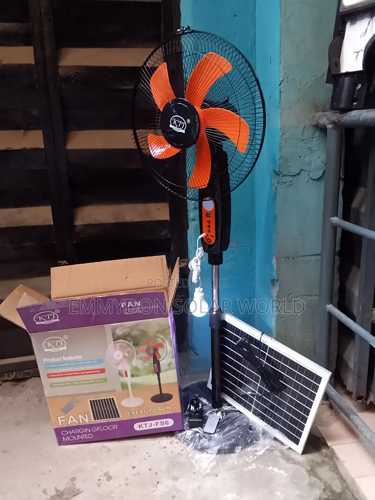 KTJ Solar Fan 16 Inches AC/Dc Black
