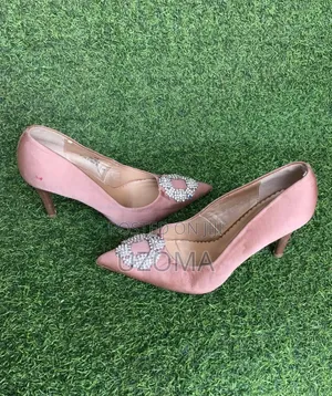 Thrift Elegant Tan Satin Stilletos Pointed-Toe Court Heel.
