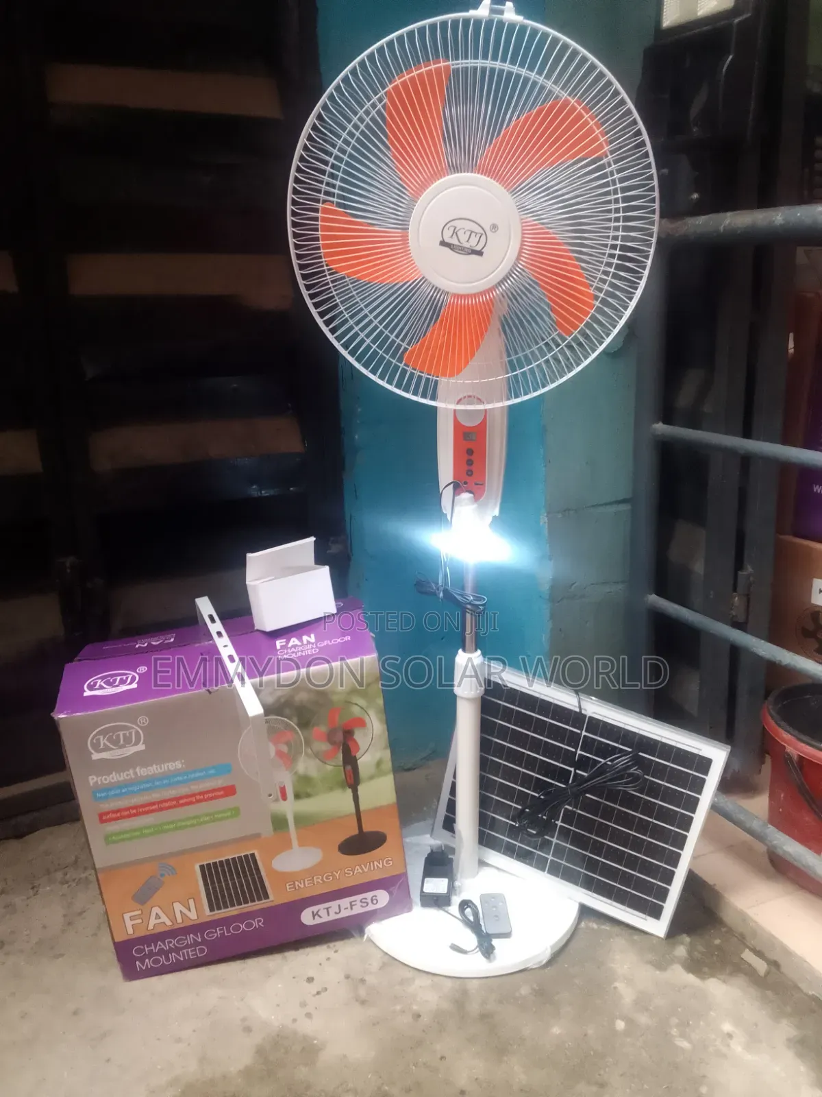 KTJ Solar Fan 16 Inches AC/Dc White