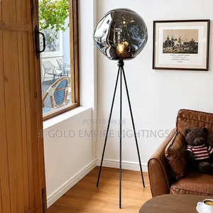 Modern Luxury Tripod Floor Lamp – Chrome Glass Ball Standing Light