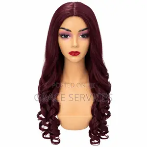 28 Inches Blend 2by6 Closure Bouncing Wine Deep Burgundy Color Wig