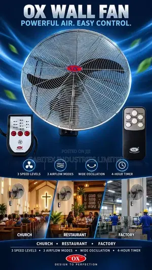 Ox Industrial Wall Fan With Remote