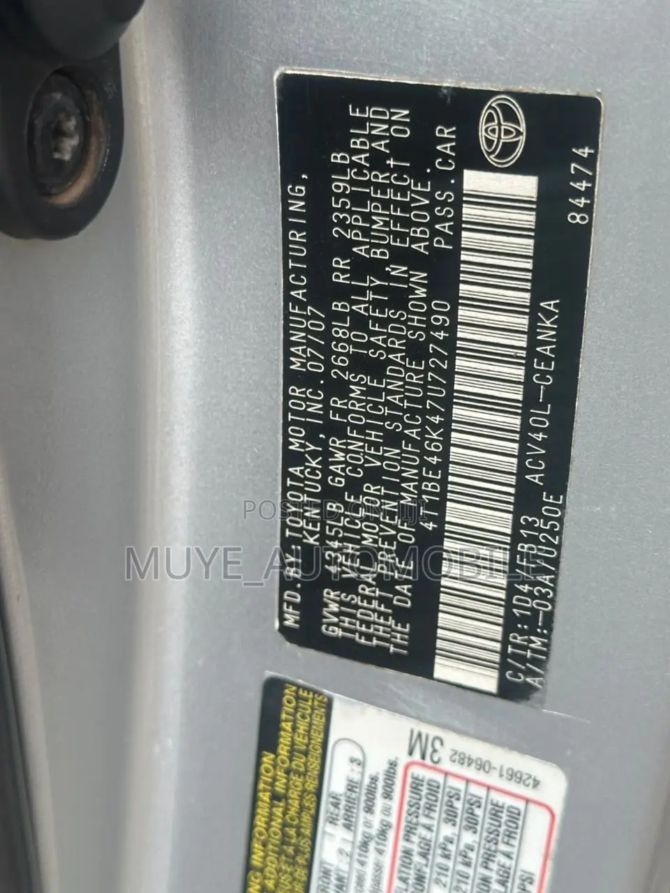 Toyota Camry 2008 Silver