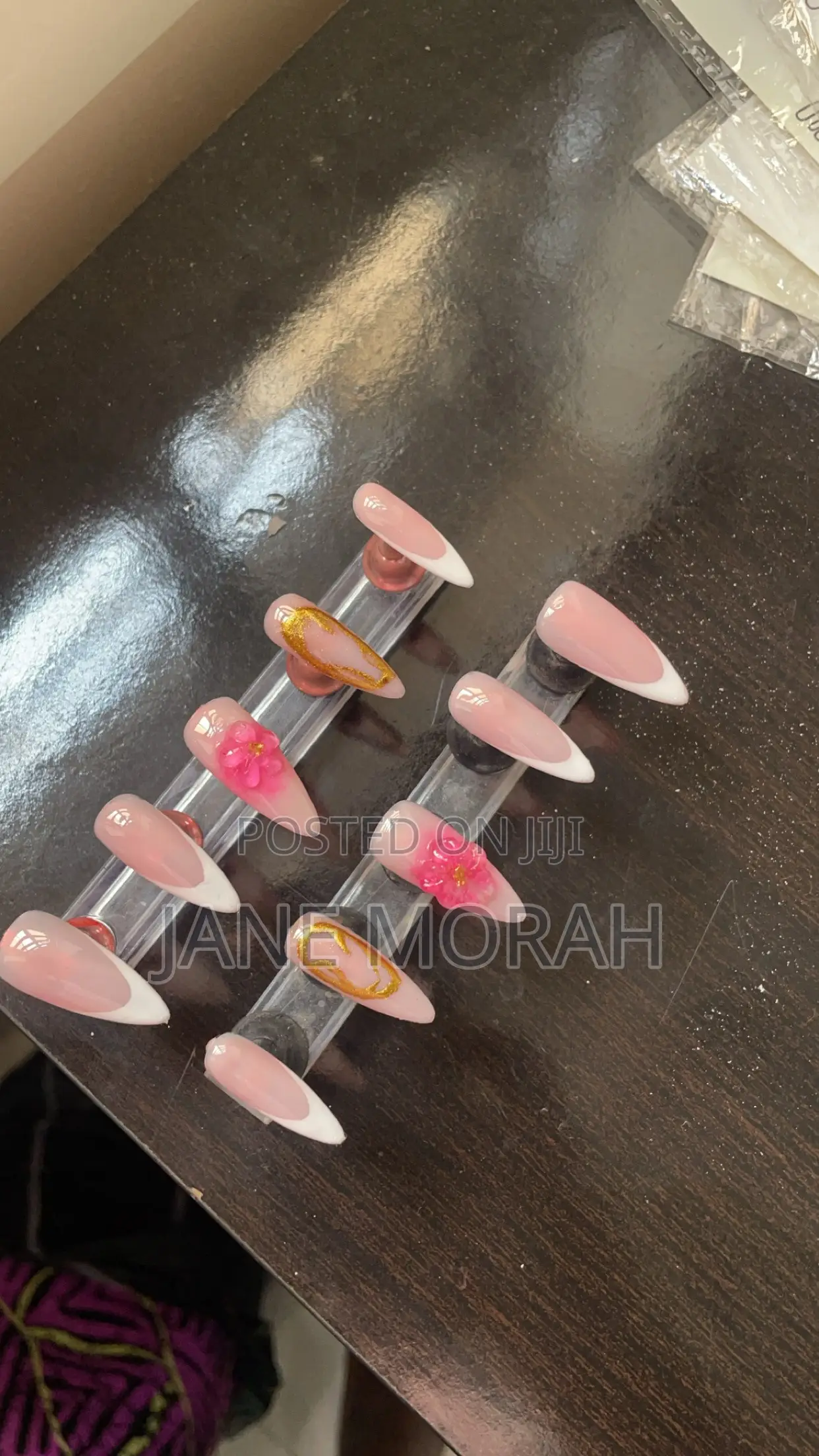White French Tips Gel X Press on Nails