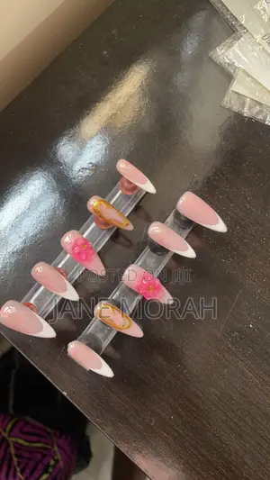 White French Tips Gel X Press on Nails
