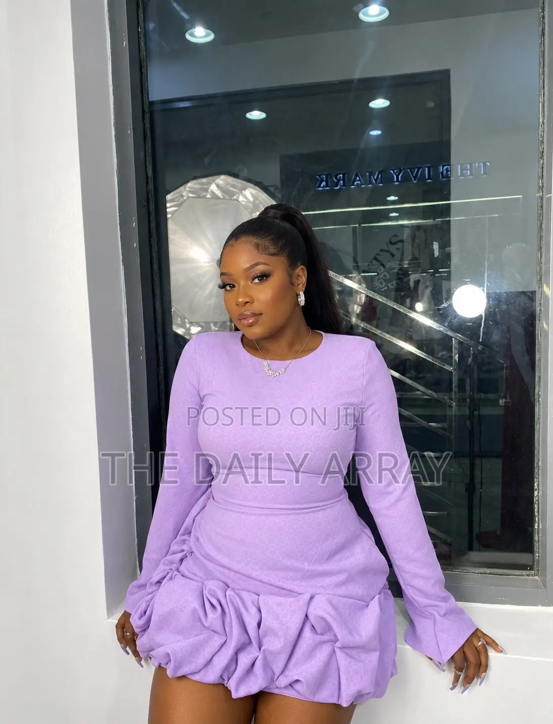 Lilac Ruched Mini Dress