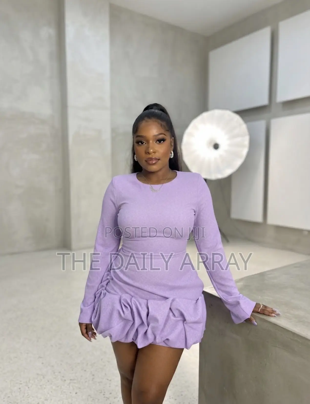 Lilac Ruched Mini Dress