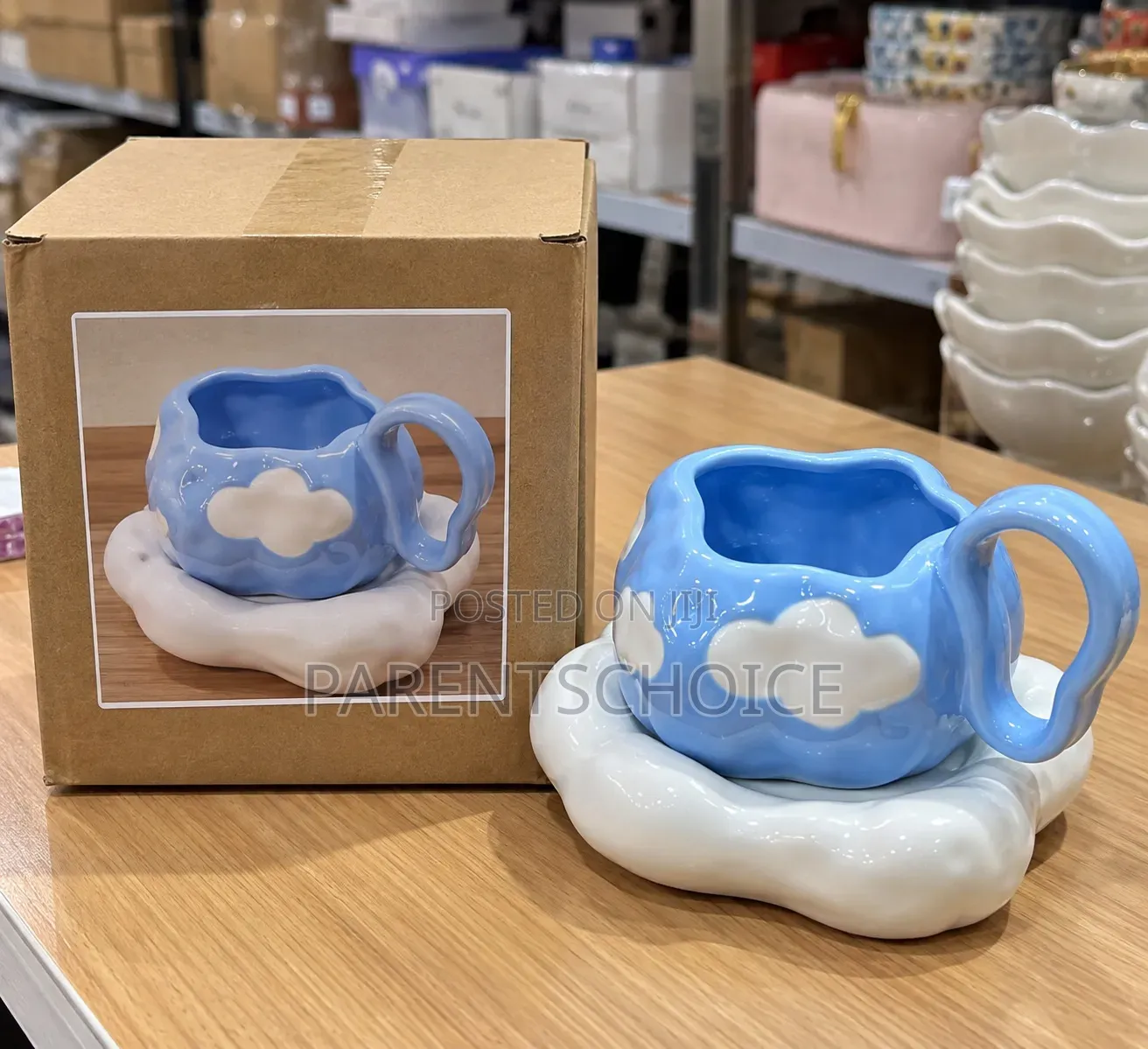 Blue Irregular Ceramic Coffee Mug - 1pc
