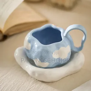 Blue Irregular Ceramic Coffee Mug - 1pc