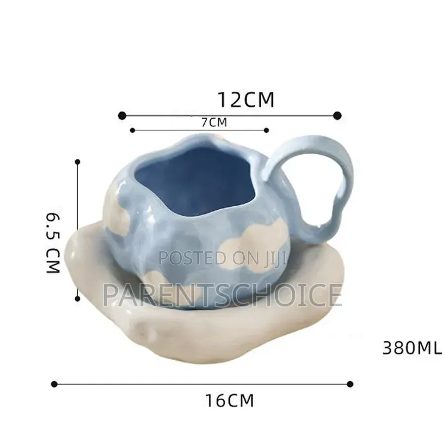 Blue Irregular Ceramic Coffee Mug - 1pc
