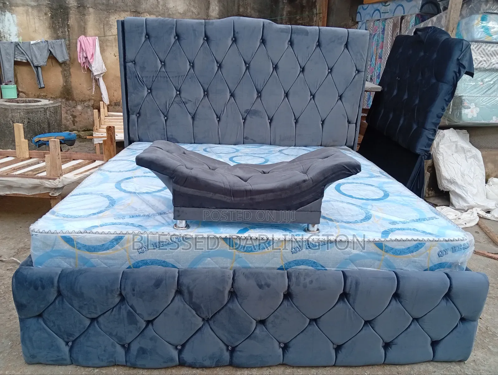 6/6 Quality Grey Colour Paded Bed Frame