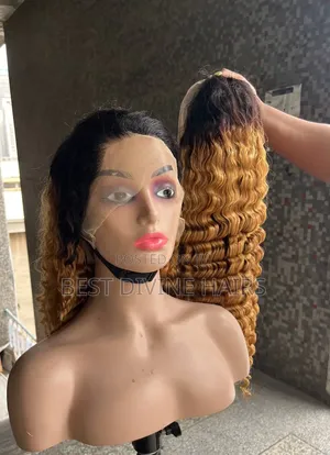Full Frontal Deepwave Wig in Human Hair (Ple) Colour 1b/30